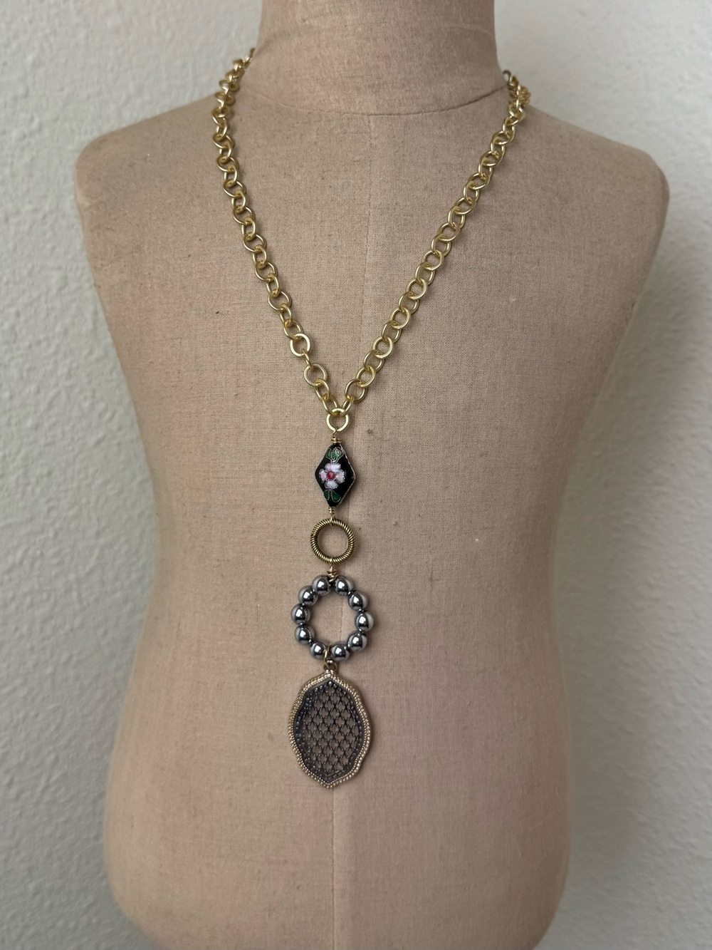 Upcycled Totem Style Pendant Necklace